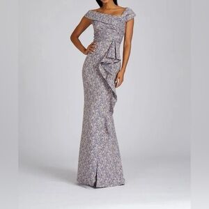 Rickie Freeman For Teri Jon New Side Ruffle Column Gown Size 4